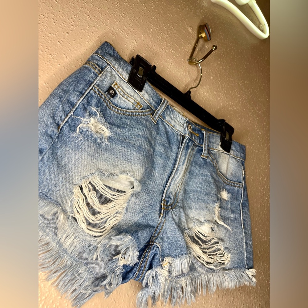 KanCan Distressed Blue Denim Shorts  Size XS